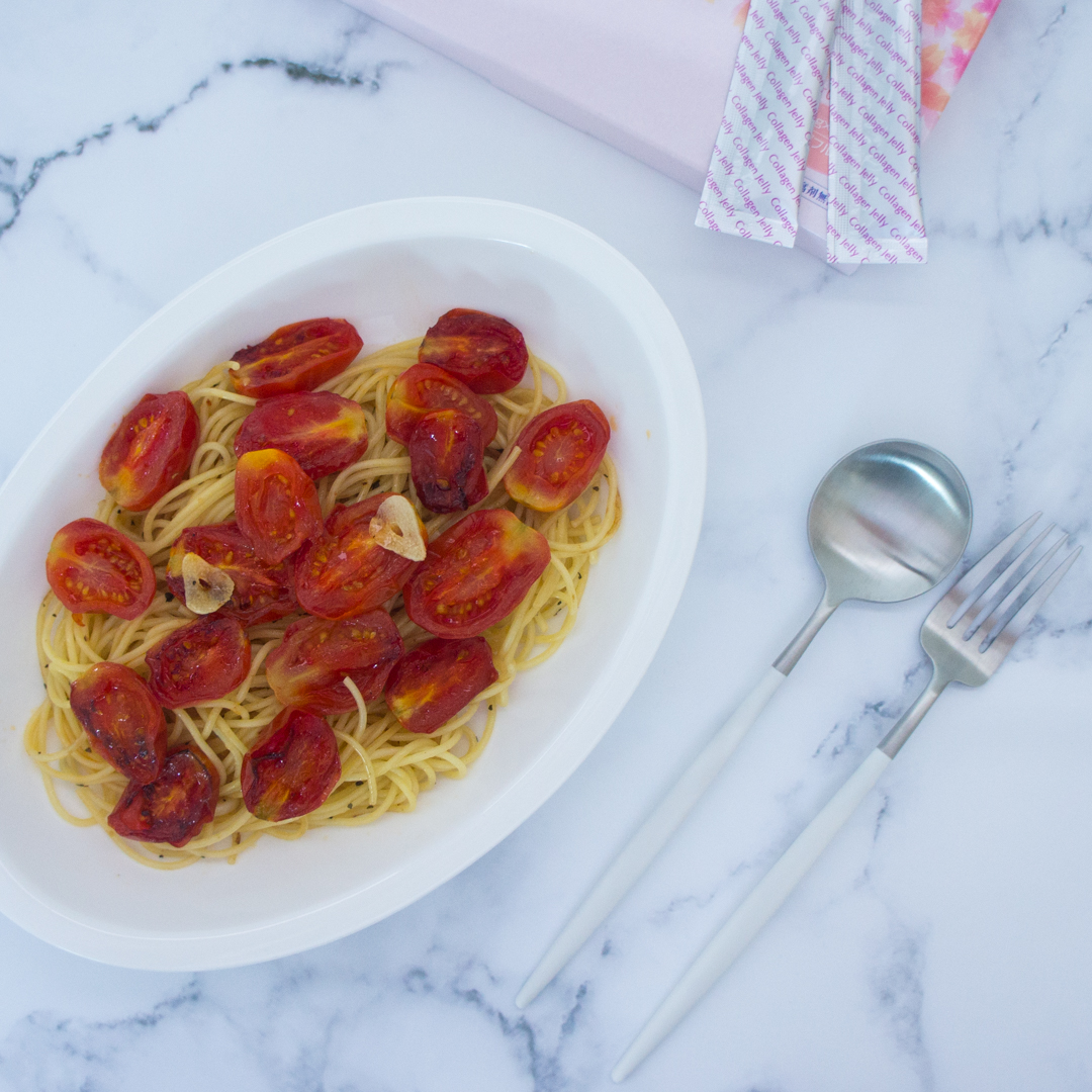 焼きミニトマトのスパゲッティーニの画像